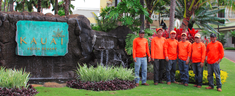 NKO Landscaping crew working on Kauai Beach Resort