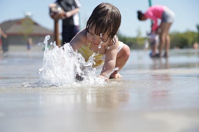 Child in a splash pad