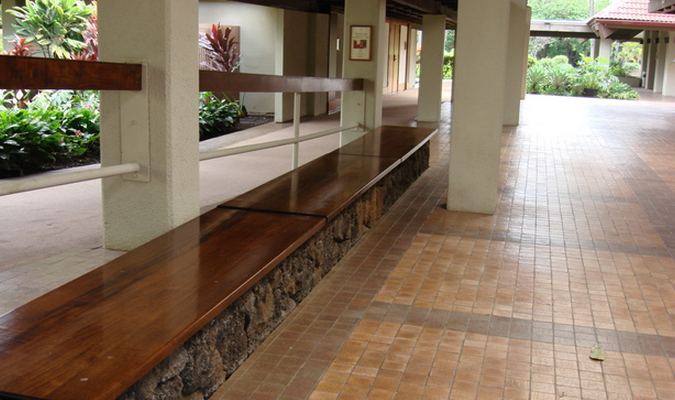 a seating area is a commercial landscape enhancement for entrances